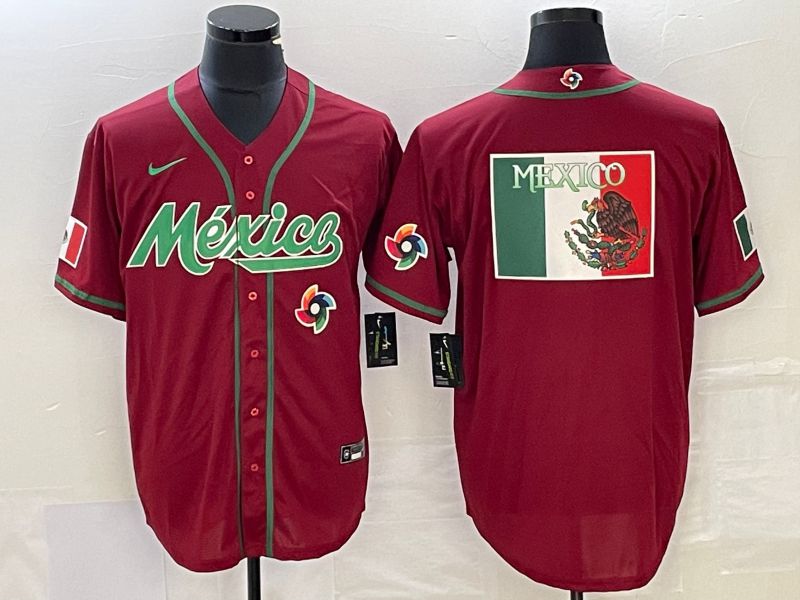 Men 2023 World Cub Mexico Blank Red Nike MLB Jersey15->tennessee titans->NFL Jersey